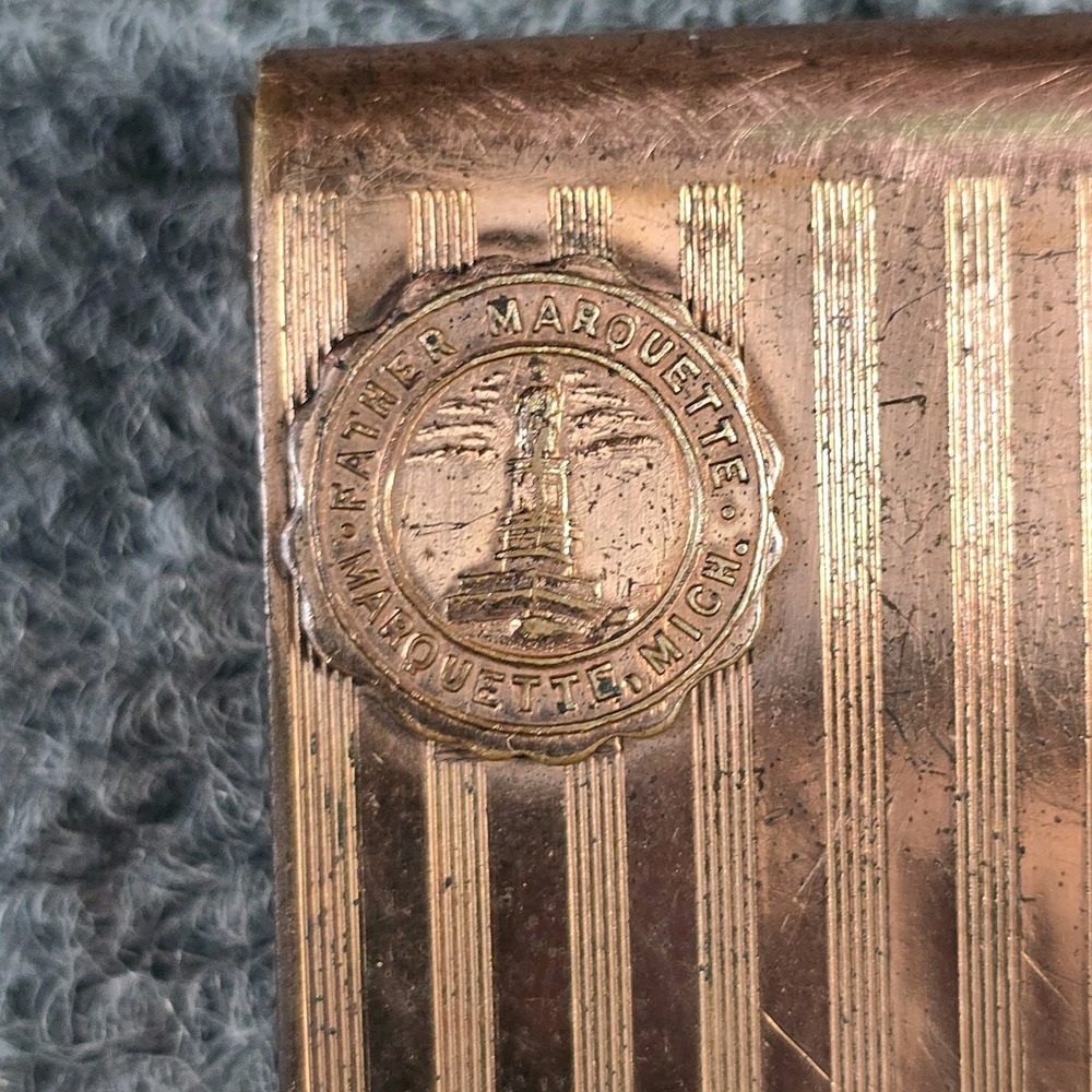 Vintage Copper Match Safe Holder Father Marquette Marquette Michigan Anchor - Picture 3 of 6